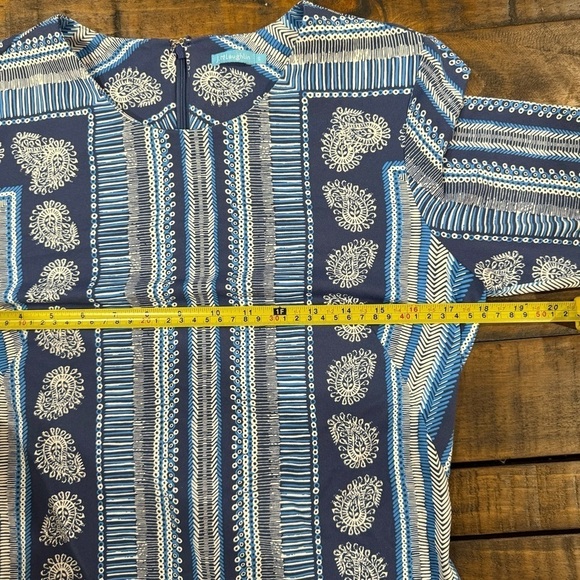 J. McLaughlin Sophia Catalina Knit Column 3/4 Sleeve Blue Knee Length Dress - Picture 9 of 12